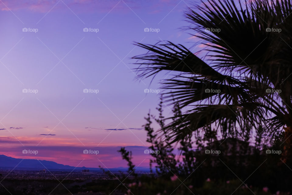 Breathtaking twilight in violet over the Las Vegas Valley. A quick escape to a resort is always a good idea. 🏝☀️