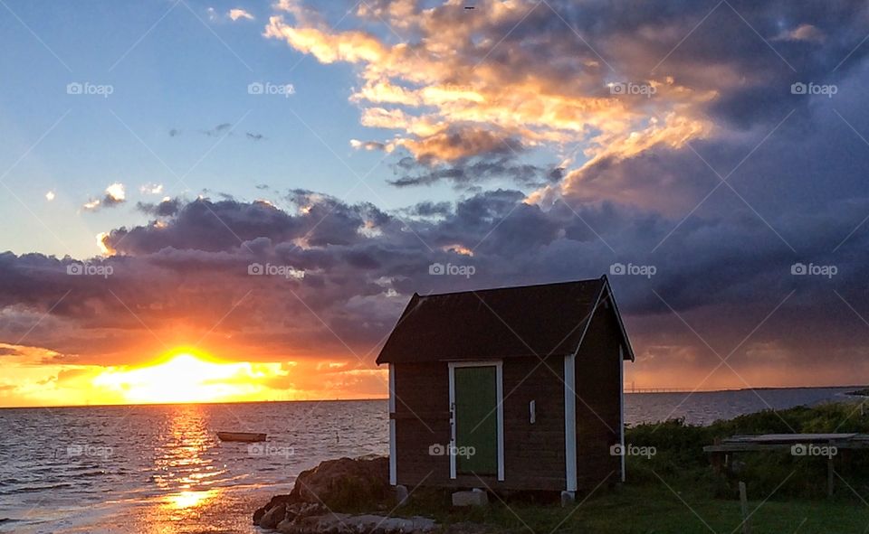 Sunset by the hut