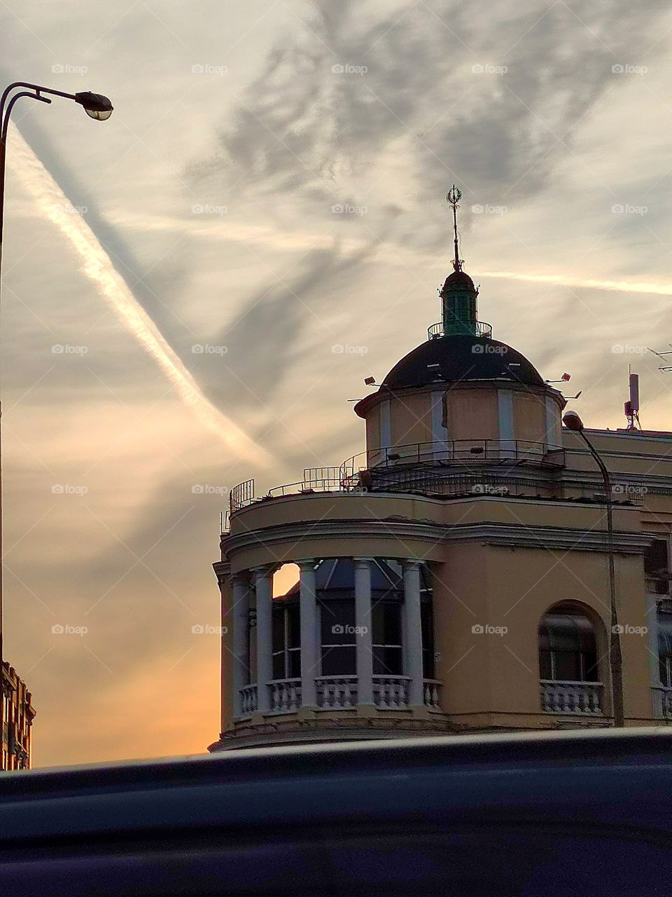 Clouds - The geometry of the clouds.  The roof of the house on the Arbat.  Moscow