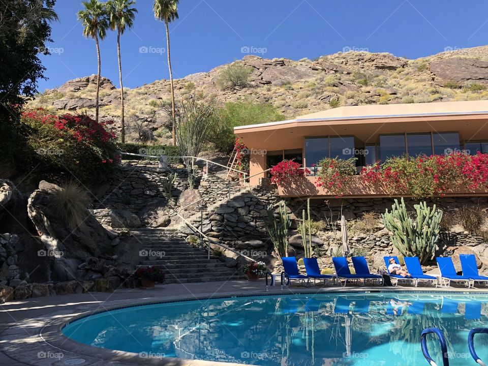 a hotel pool in california