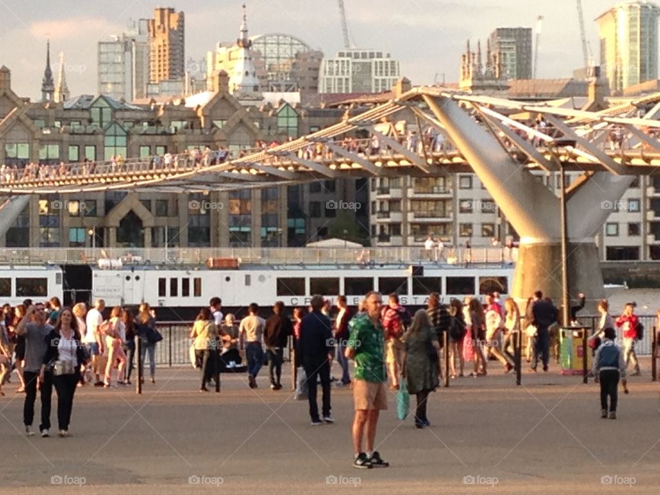 Millenium bridge. Millenium bridge at sunset. London