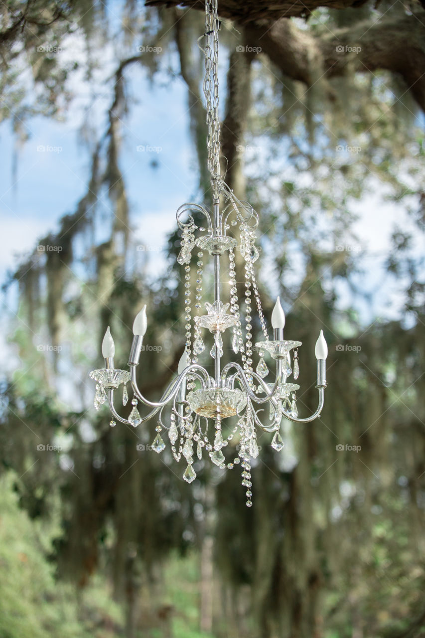Victorian chandelier hanging in park