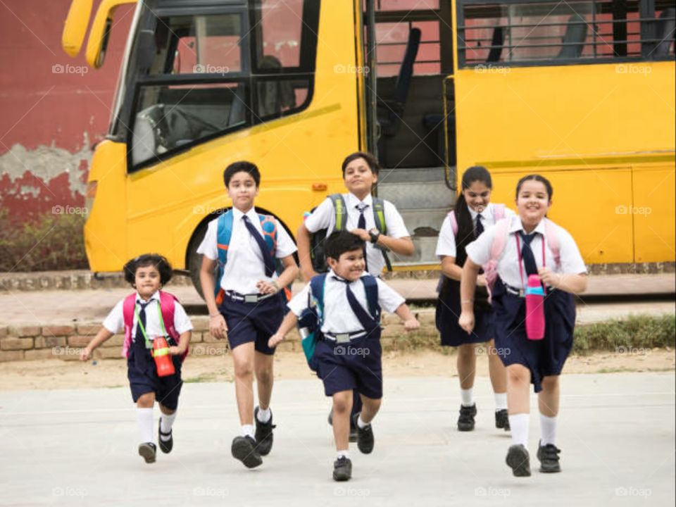 children are very happy going to school