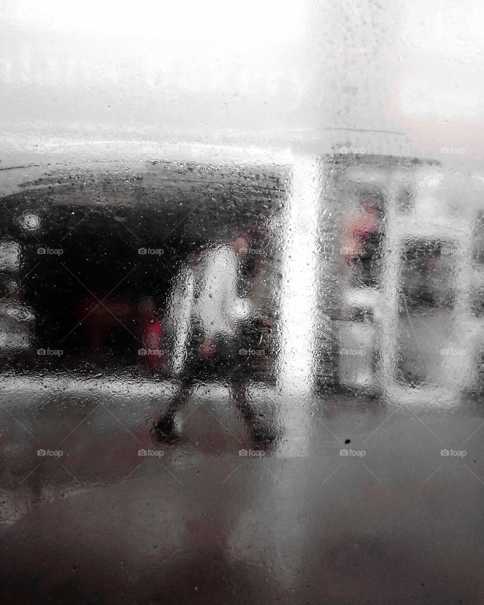 Rainy day in London. Through the bus window.