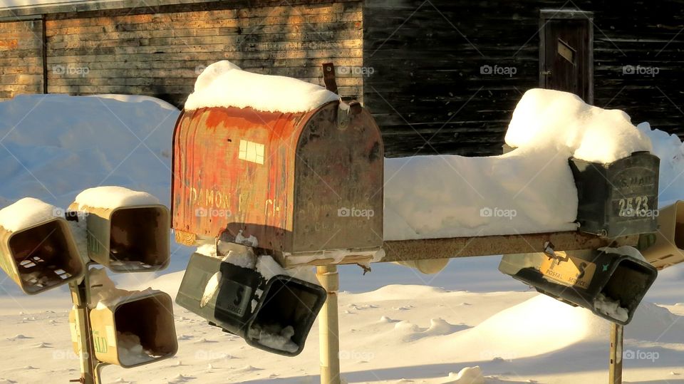 Old rustic mailboxes