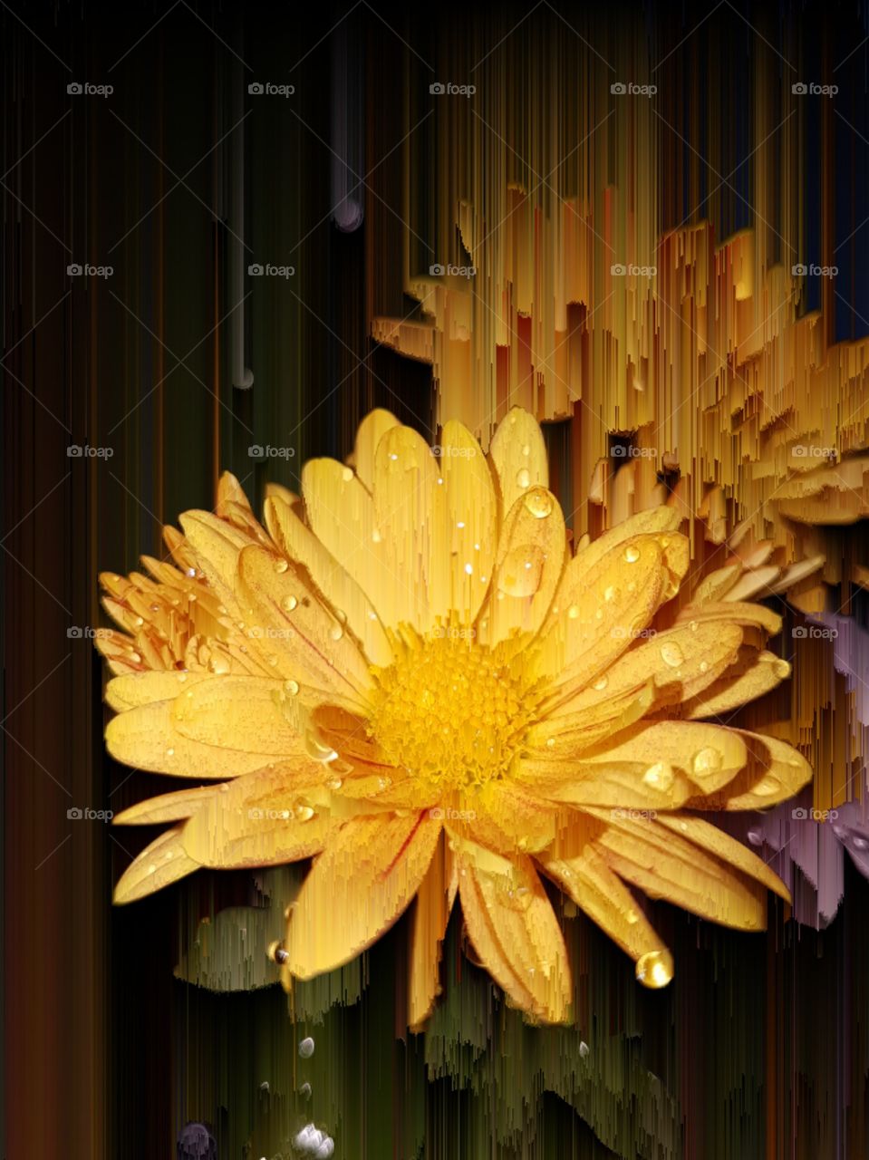 pixel sorting on a yellow flower