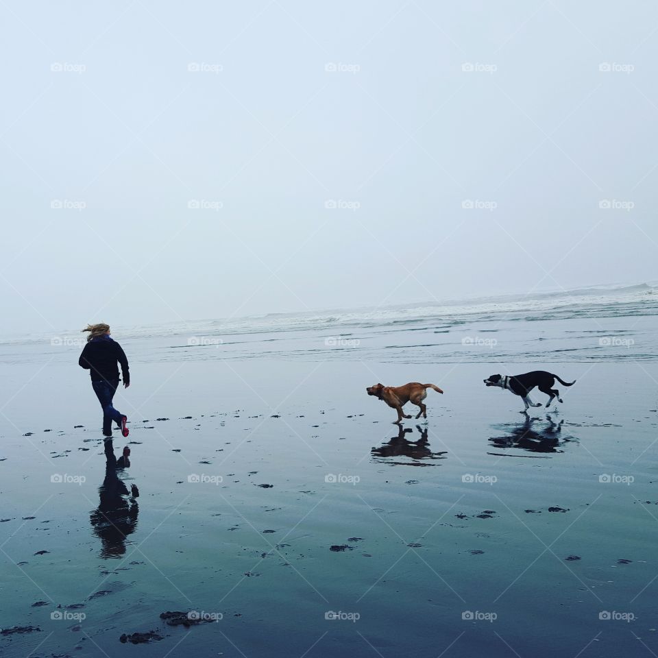 Running on the beach