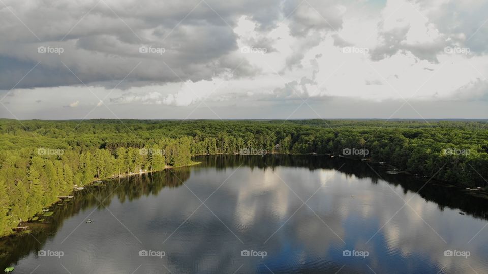A beautiful view over a calm lake.