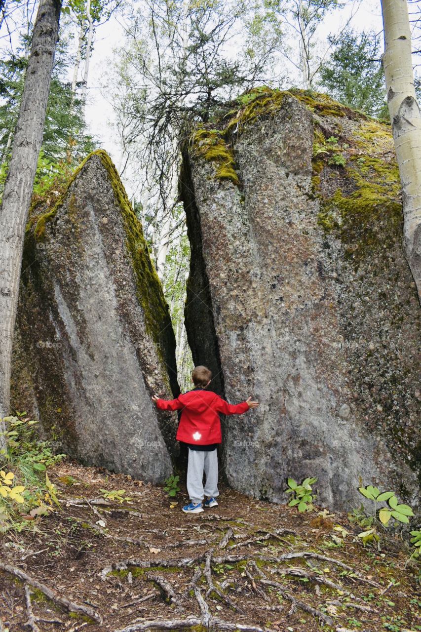 Boy in a red coat 