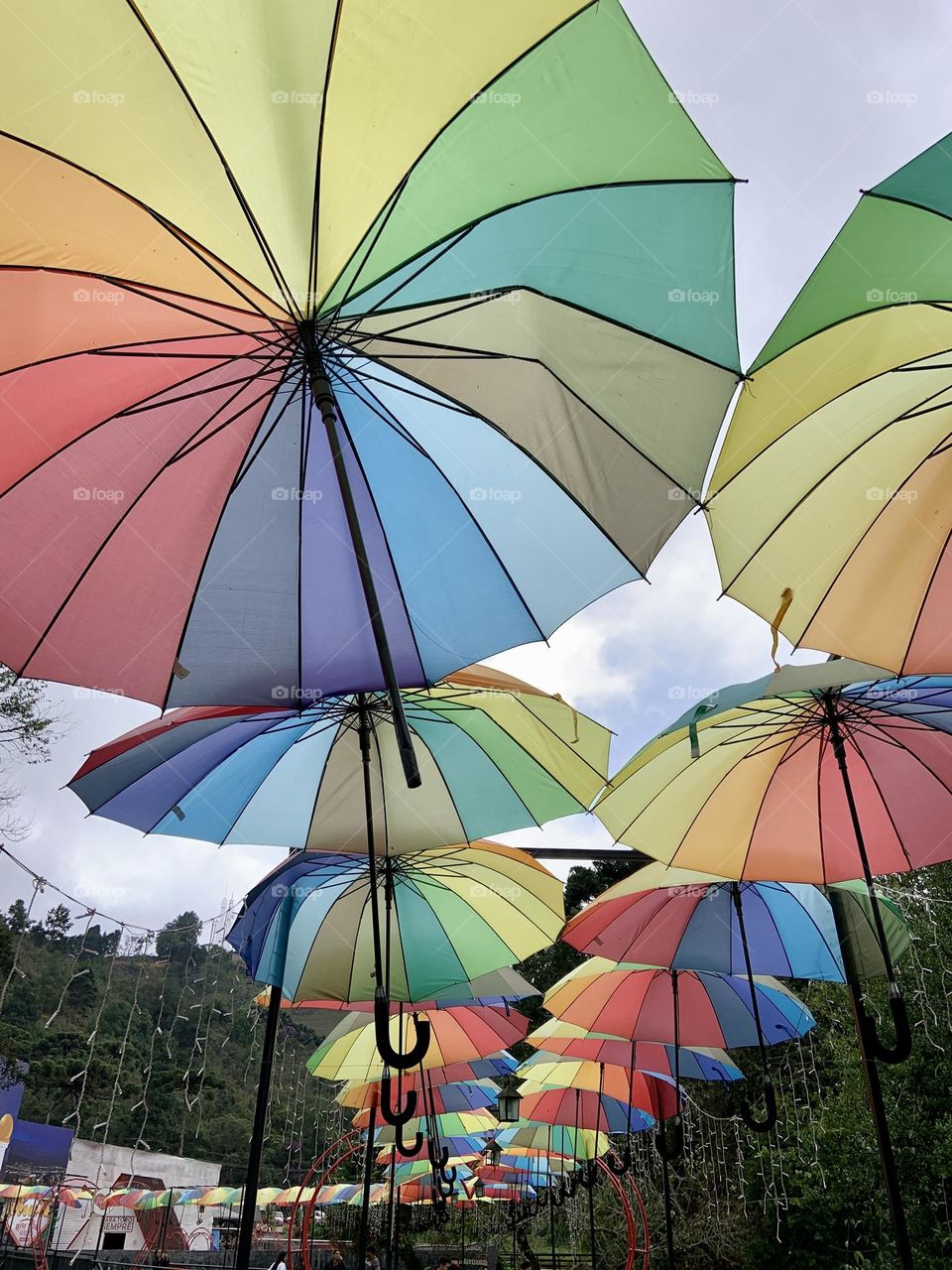 Multicolor umbrella in the sky 