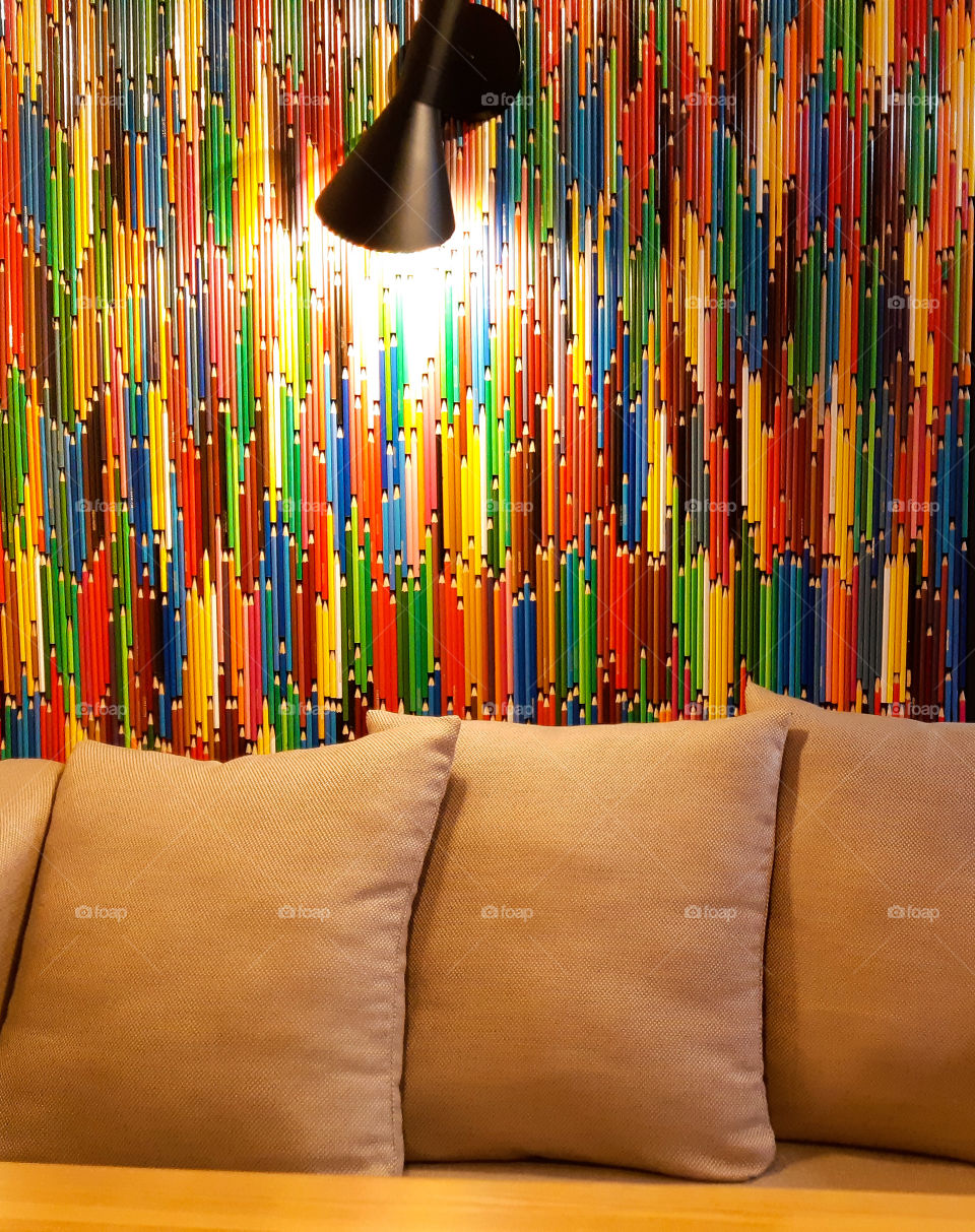 wall of pencils