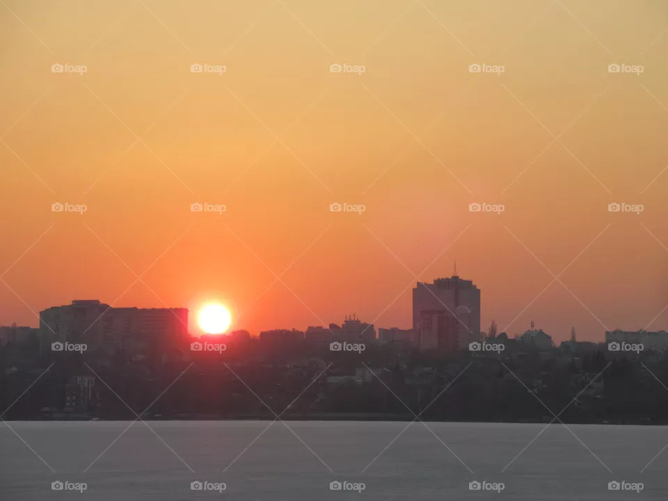 sunset over the city, March, Voronezh
