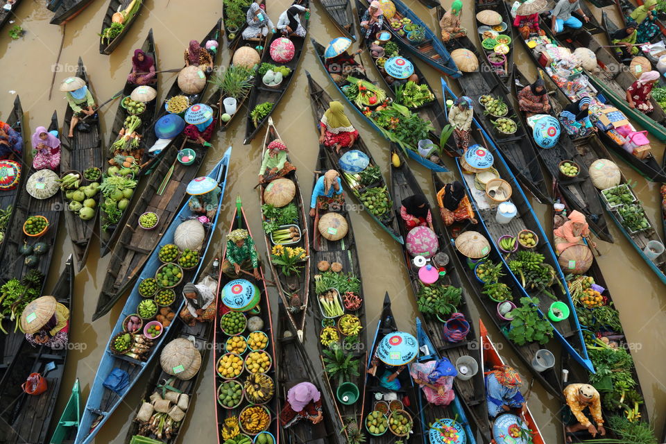 Lokbaintan Floating Market at Banjarmasin, South Borneo, Indonesia.