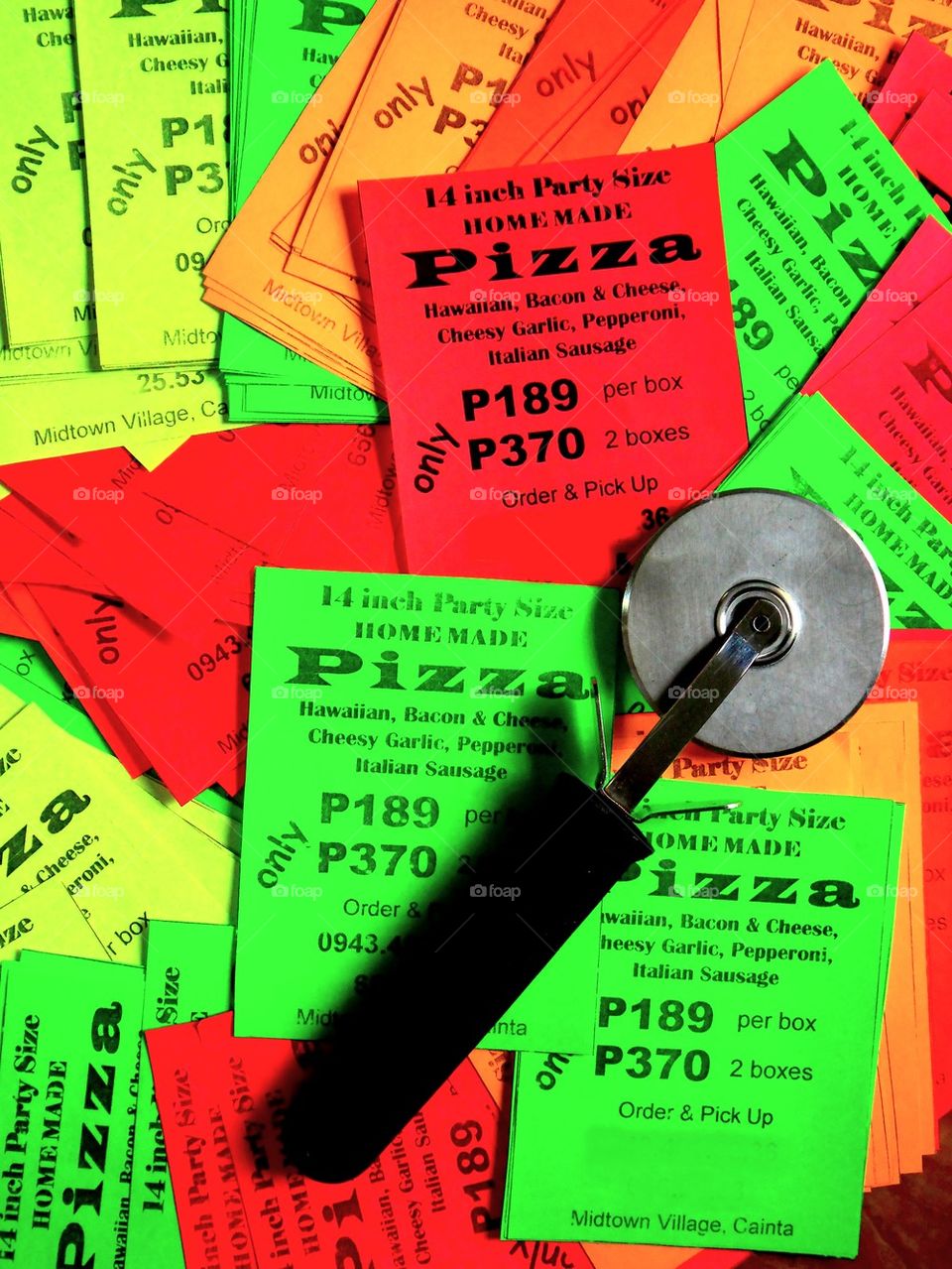 promotional flyers for a pizza business