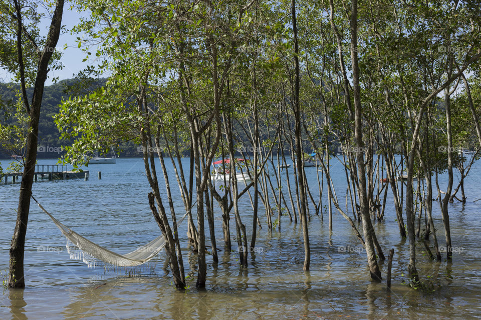 Rest hammock in Ilha Grande in Angra dos Reis.