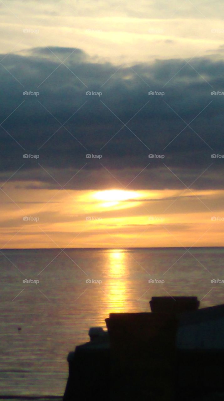 sunset over the chanel in Normandy