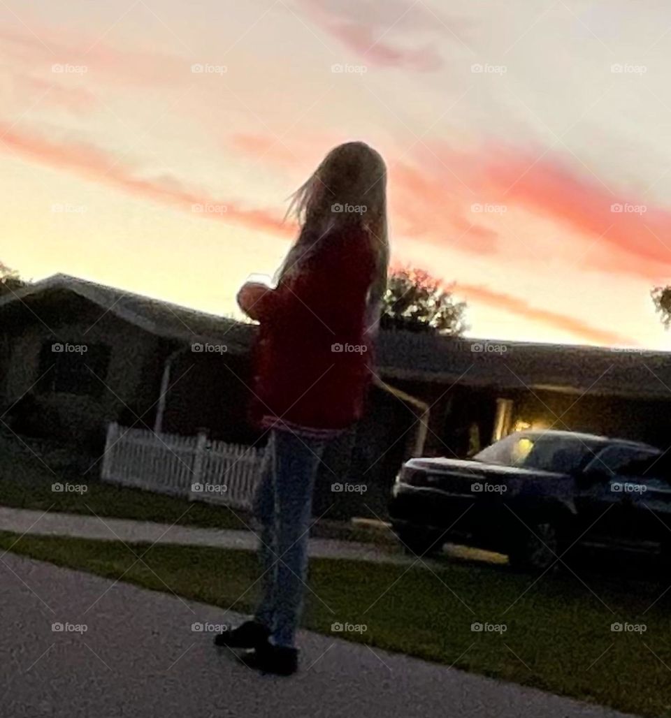 Walking away with the sky background