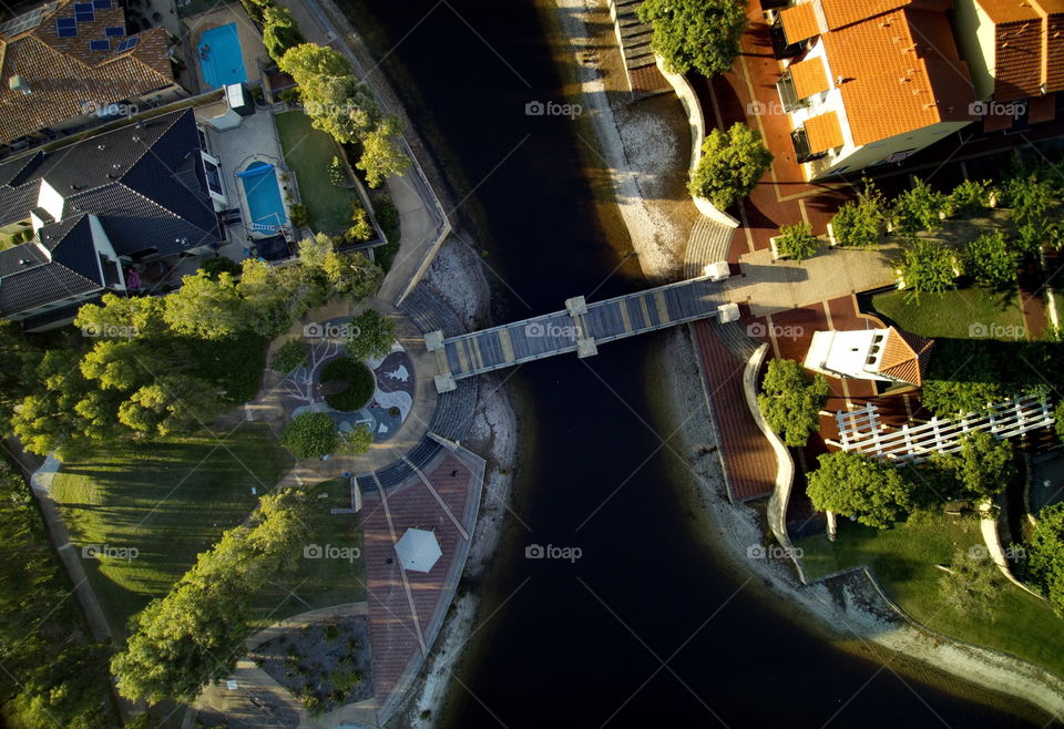 Looking down at the park bridge in Perth Australia