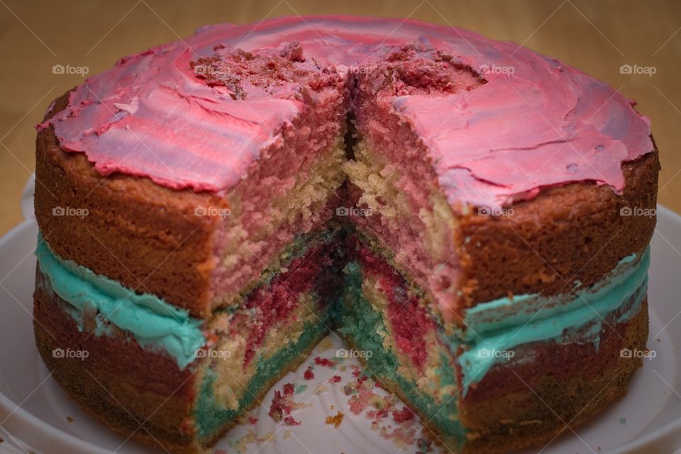 Multi coloured cake