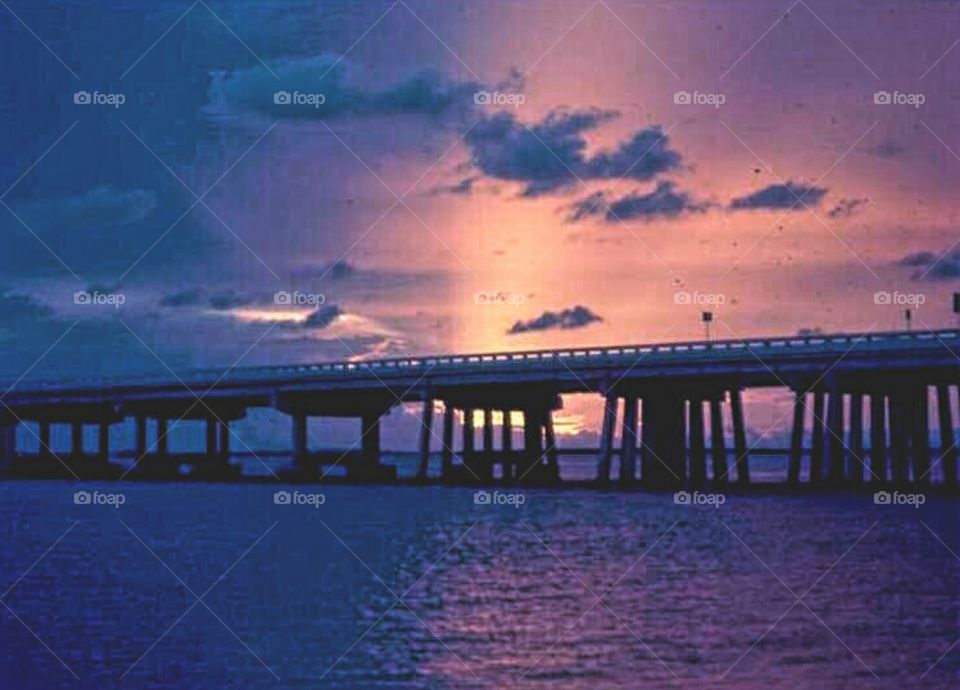 Bridge in the Florida Keys with Sunset 