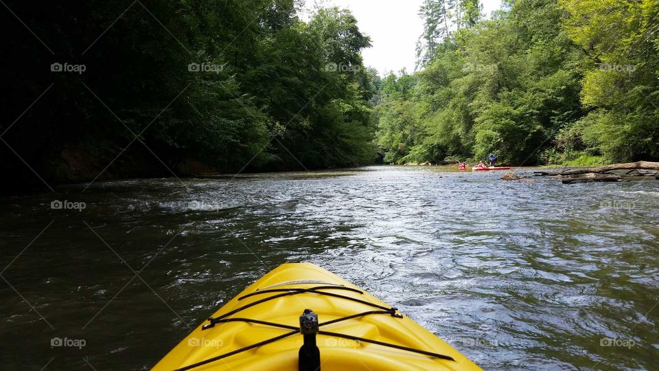 Kayaking down the river