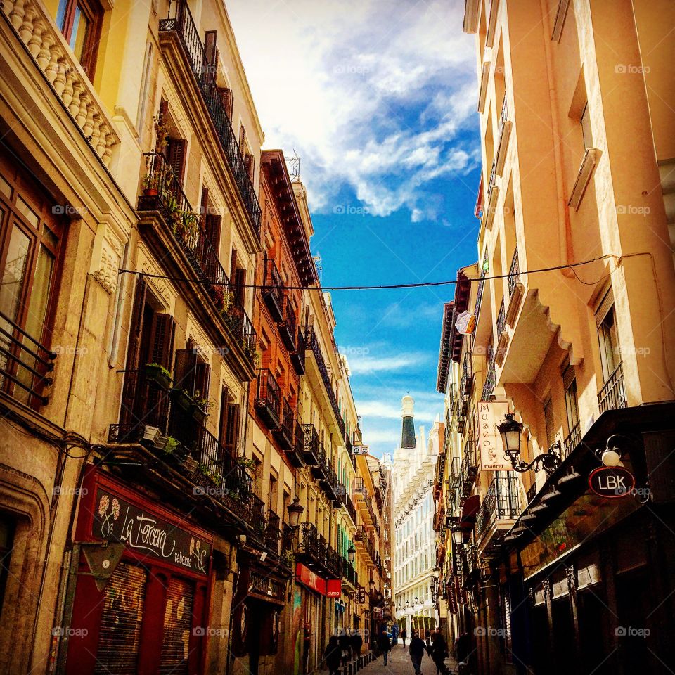 Madrid's downtown streets in the summer