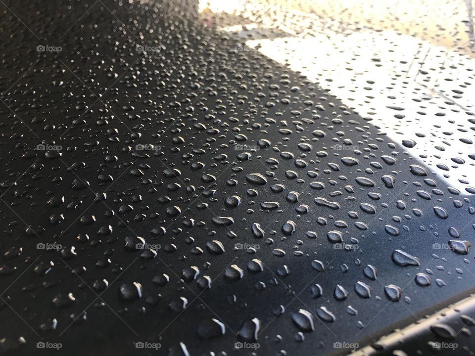 Raindrops on car