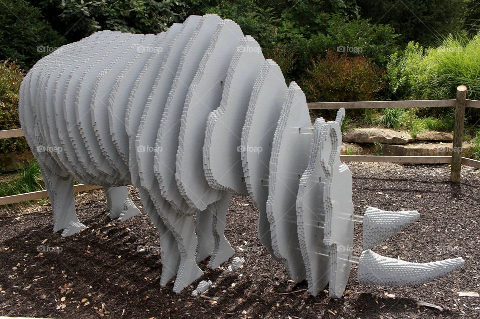 Lego rhinoceros art sculpture