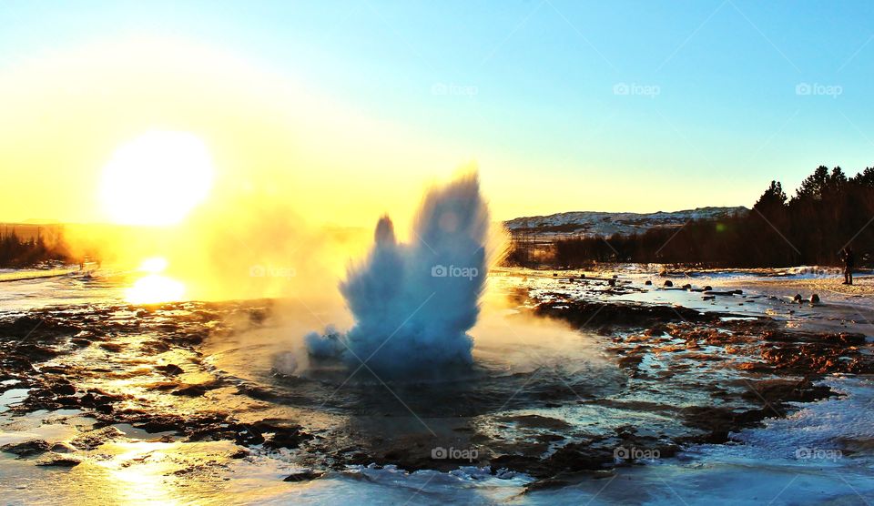 the second it exploded. this was taken 1pm in the winter Iceland, when the sunset last for hours