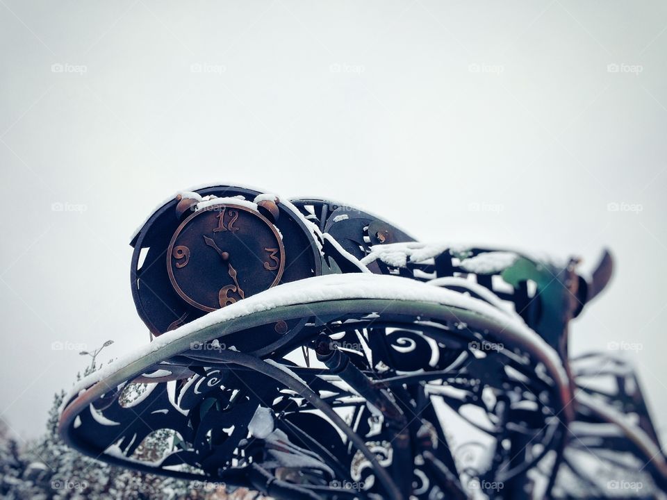 Time. Clocks. Winter