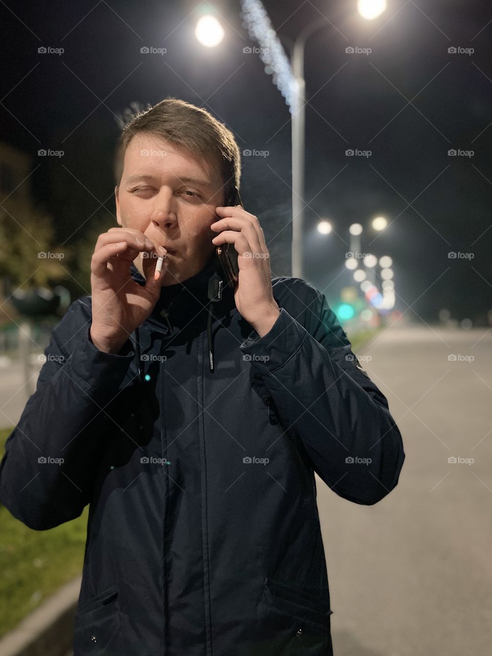 Smoking man portrait