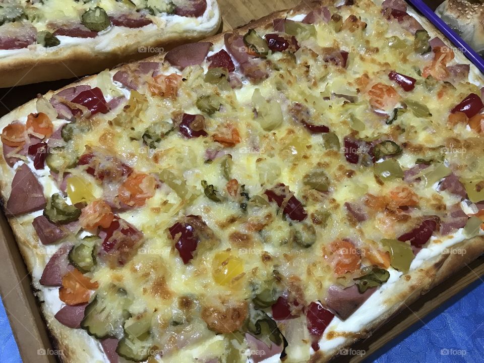 Homemade pizza.