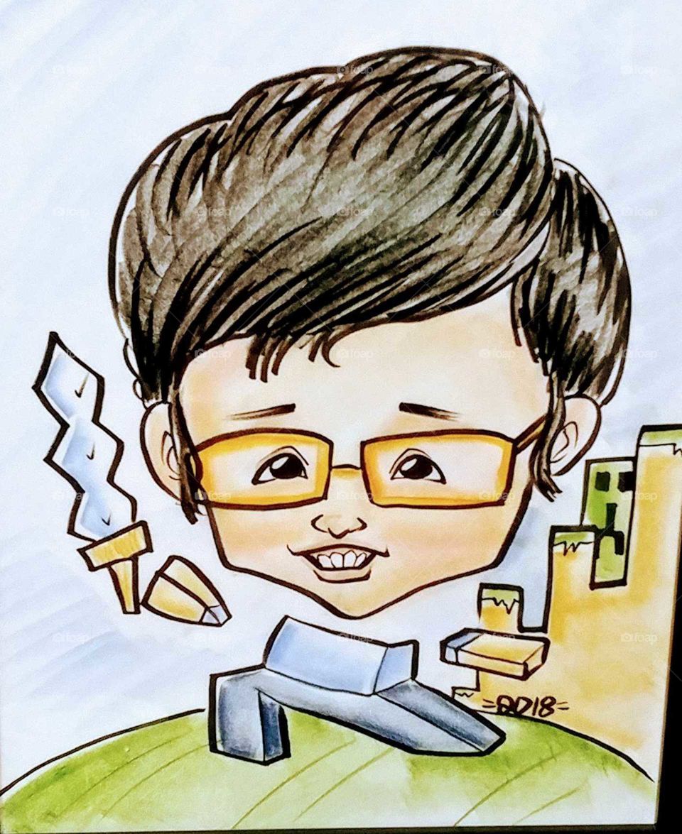 Minecraft boy caricature