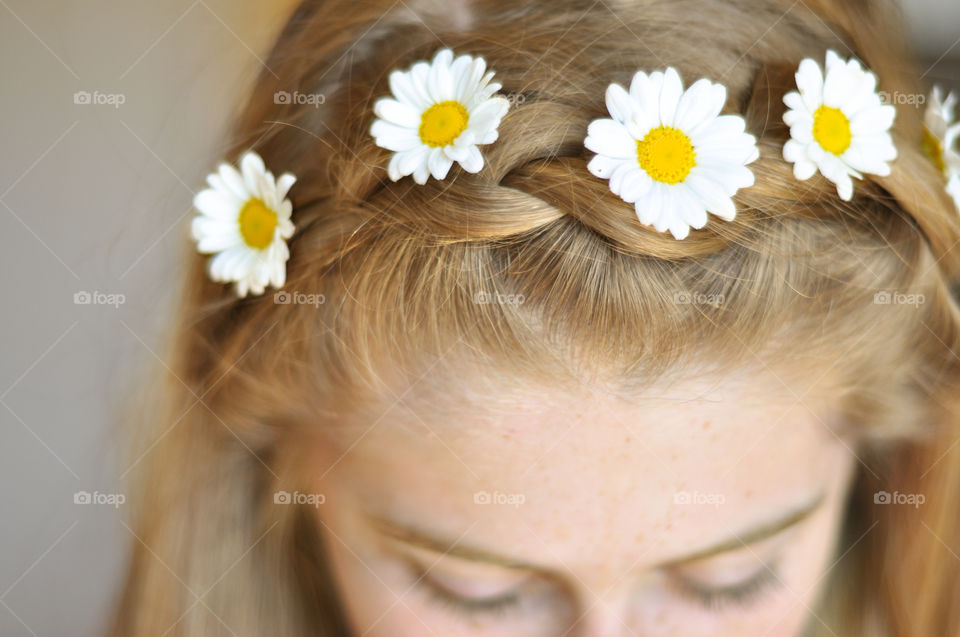 Braids and summer flowers