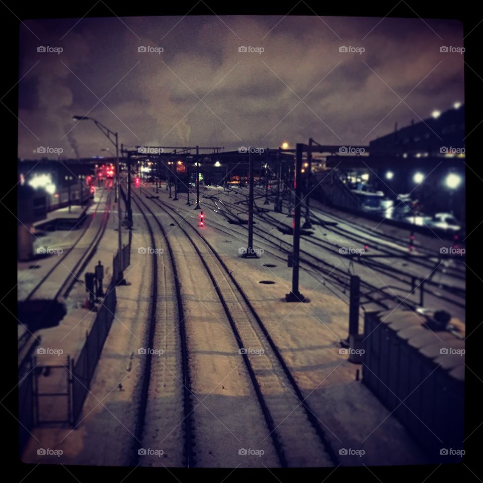 Trains, late night, Boston