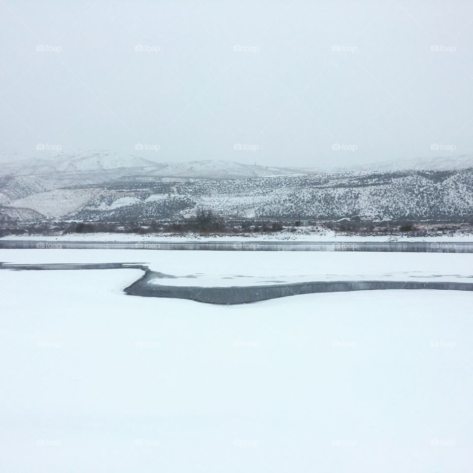 Frozen Kamloops river 