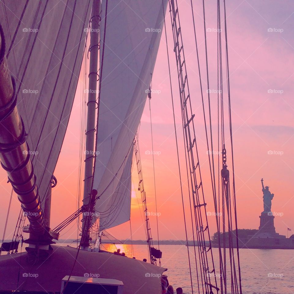 Sailing at sunset
