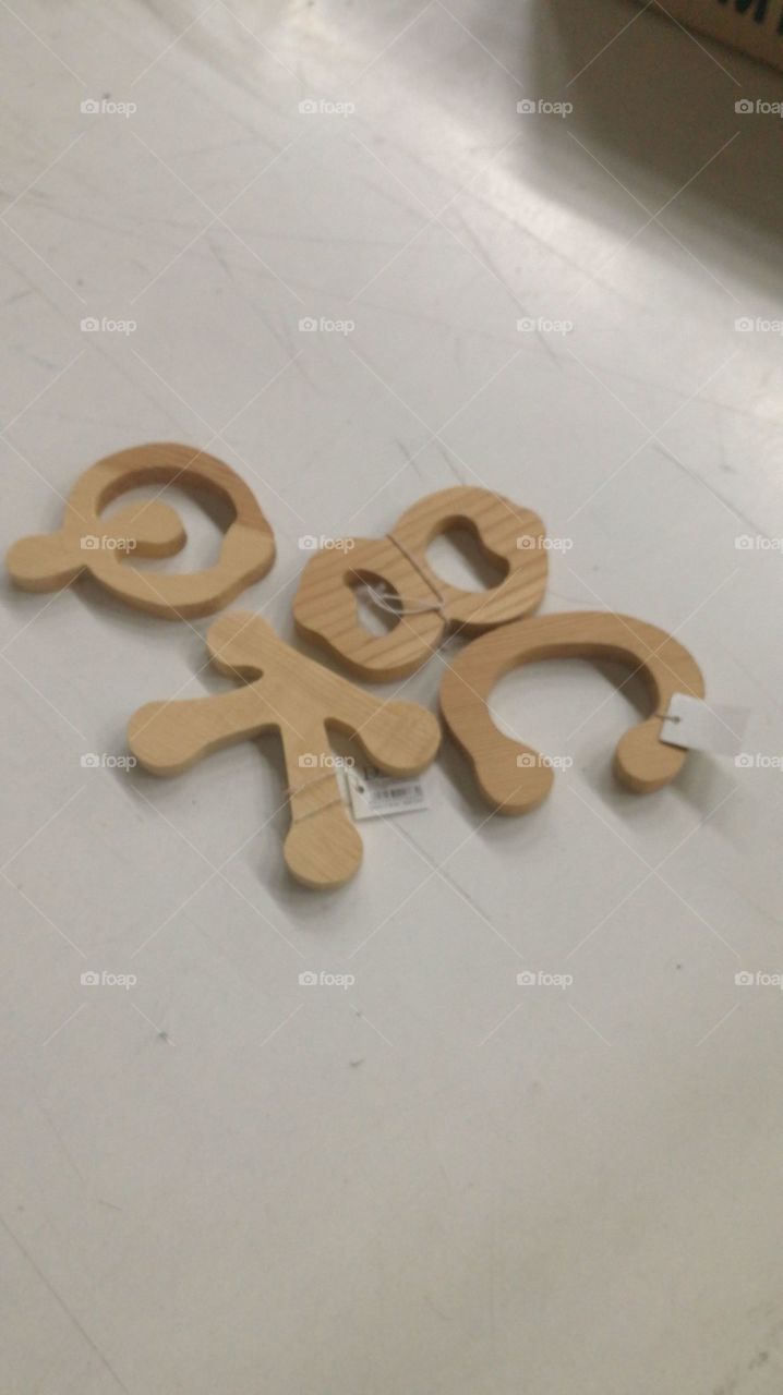 numbers and letters wood material