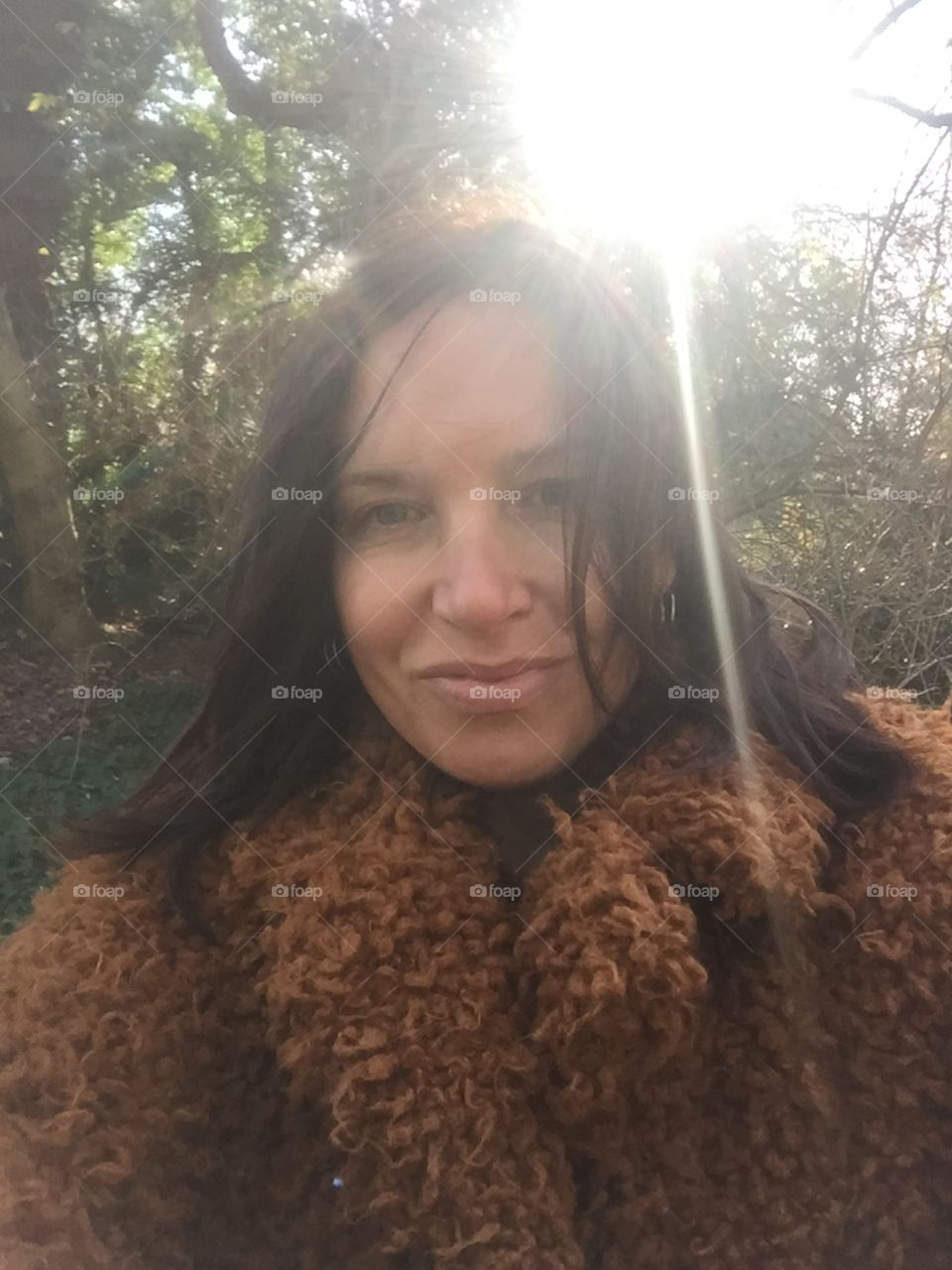 Selfie in the woods woman