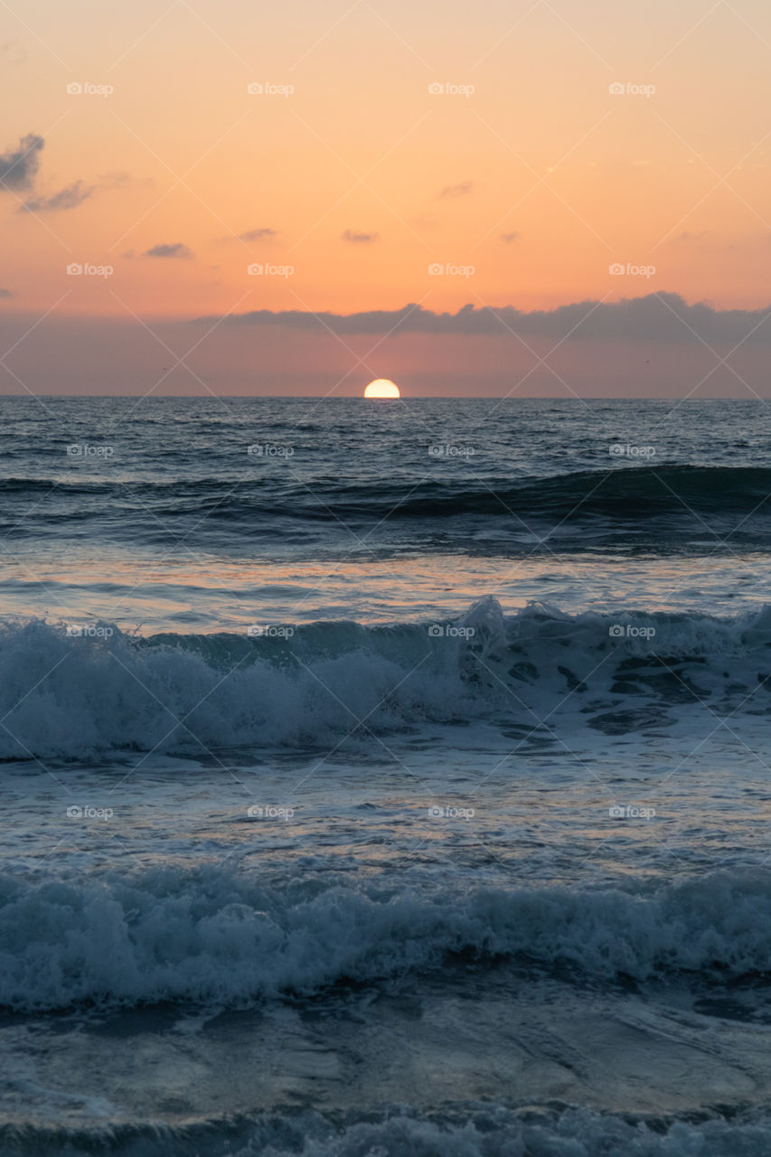 Water, Sunset, Surf, No Person, Ocean