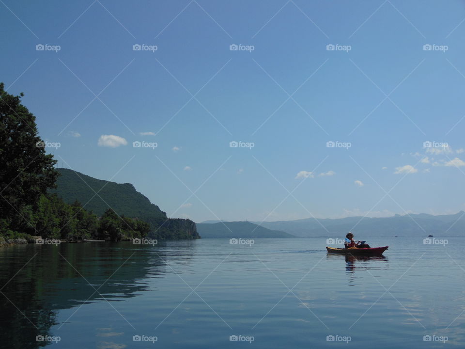 Kayaking on lake