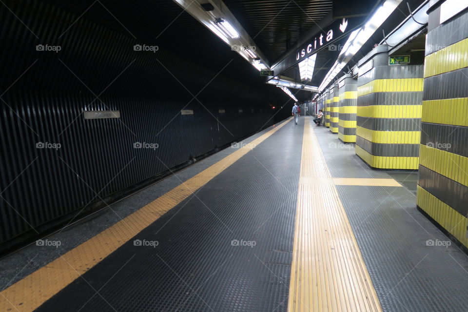 Rome Italy June 2016. Policlinico metro station platform. Policlinico is a  Rome metro station on Line B.