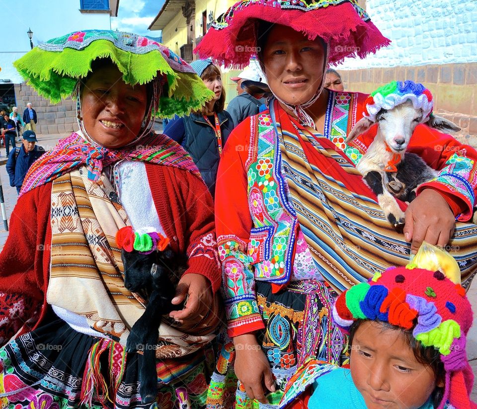 Peruvian Women with Lambs