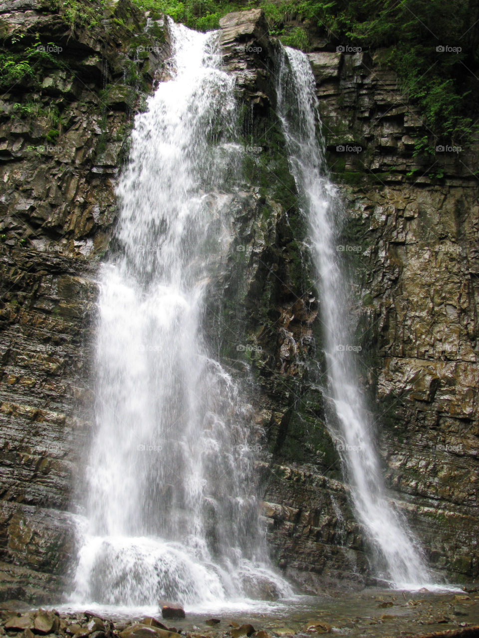 Waterfall in Carpathian Mountains 