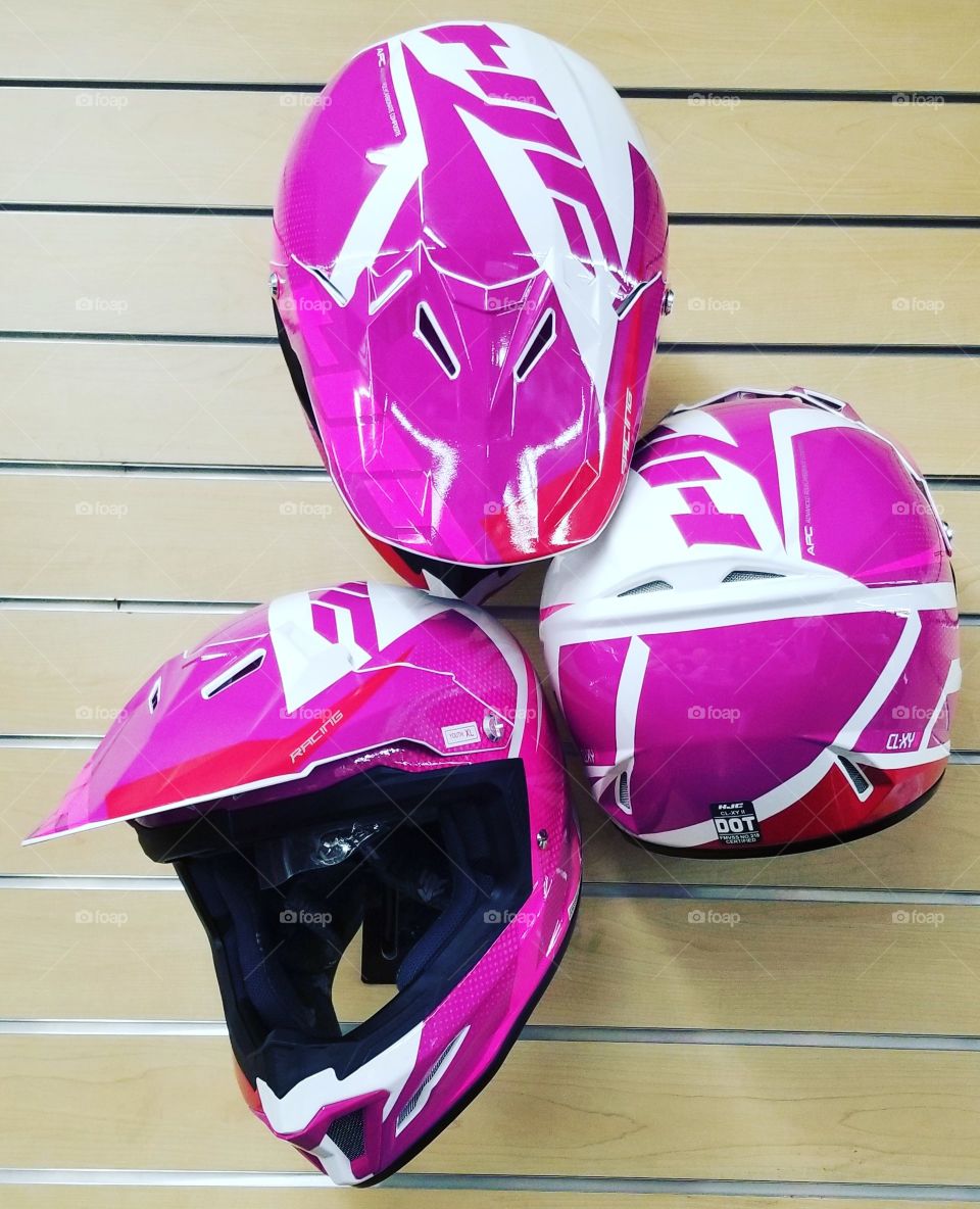 HJC helmet offroad motocross pink white gear safety dirt bike atv utv