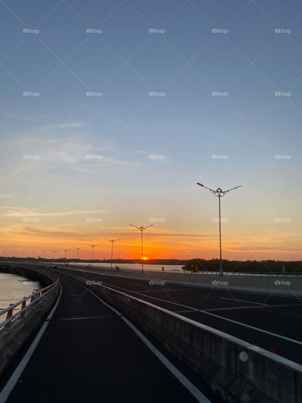 Beautiful sunset view and panoramic sunset from highway 