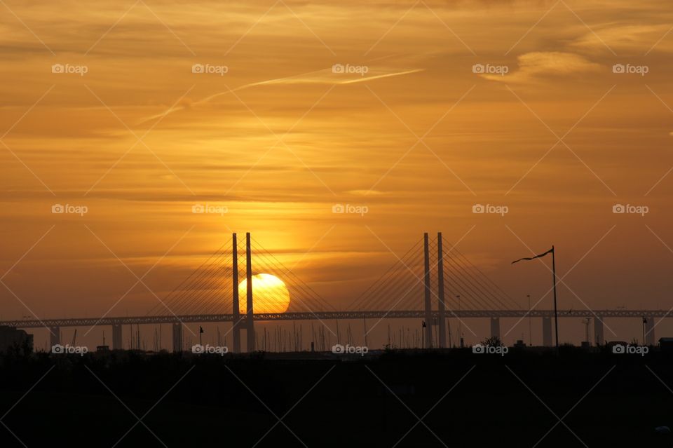 Sunset over Öresundsbron