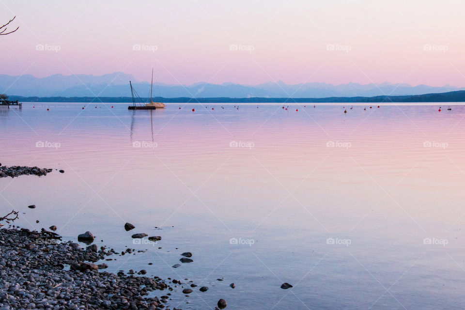 View of a sunset at lake