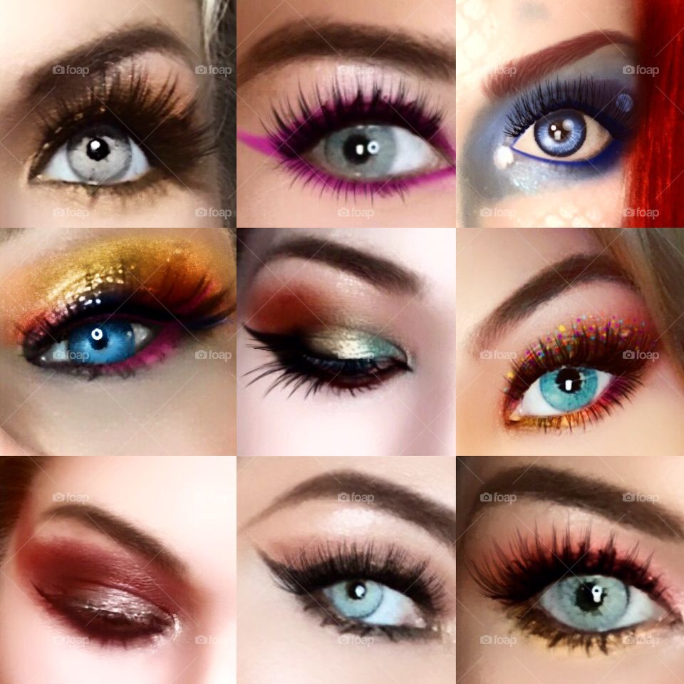 Close up of some eyeshadow pics done on myself maybe to inspire others to be creative with their makeup.  Eyes are the window to the soul.