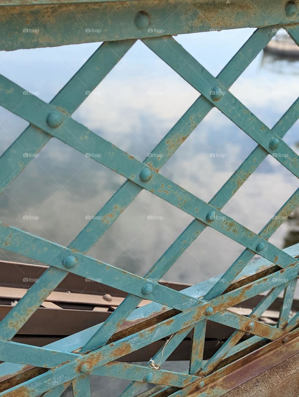 turquoise patina metal criss cross bridge rusty turquoise bridge metal patterns rusty bolts